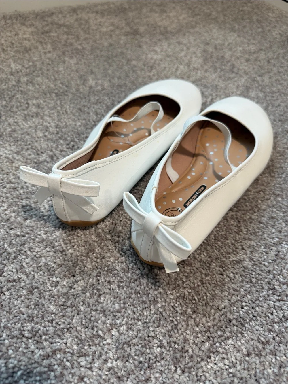 wonder nation White Girls Ballet Flats with Ankle Bow